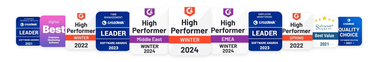 WebWork Tracker Awards WebWork time tracking software awards: Recognized for excellence and user satisfaction