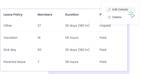 Set Up and Manage Leave Policies Customizable leave policies using employee leave management software