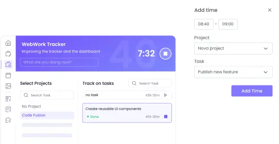 Automatic or Manual Time Entries Record working hours automatically or manually with time tracking apps