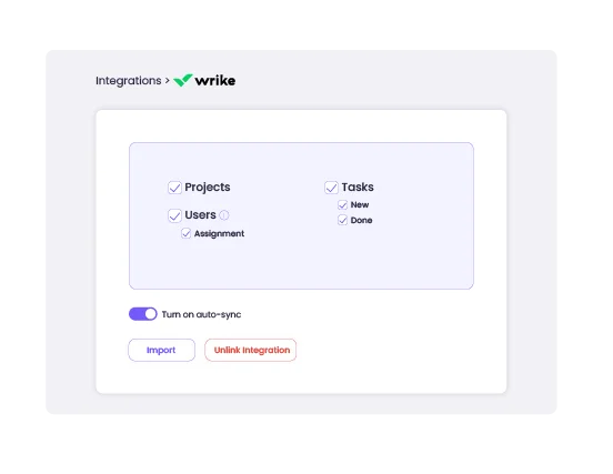 Integrate Wrike with WebWork Tracker Integration settings